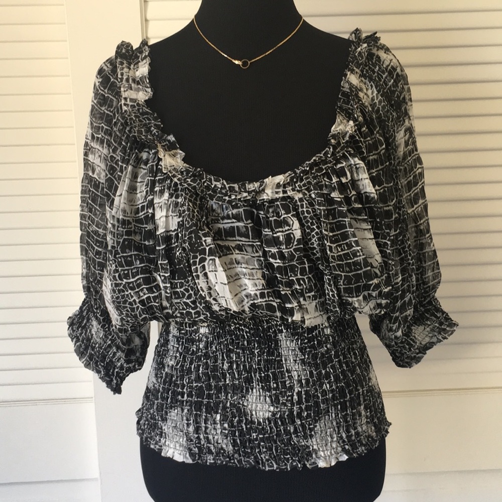 Catherine Malandrino Silk Croc Print Blouse SZ 12